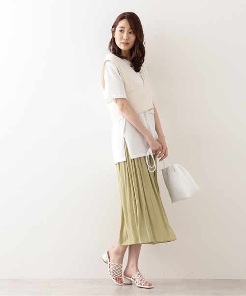 NATURAL BEAUTY BASIC（ナチュラルビューティーベーシック）の「割繊ギャザースカート（スカート・レディース・ライトグリーン/ブラウン/グレイッシュベージュ・X-SMALL/SMALL/MEDIUM）」の18枚目の写真