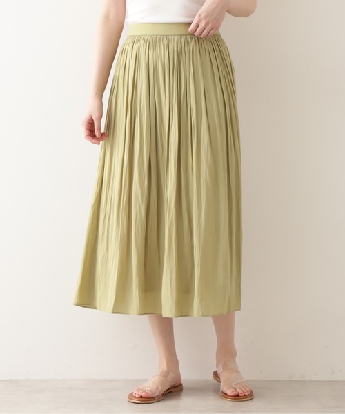 NATURAL BEAUTY BASIC（ナチュラルビューティーベーシック）の「割繊ギャザースカート（スカート・レディース・ライトグリーン/ブラウン/グレイッシュベージュ・X-SMALL/SMALL/MEDIUM）」の19枚目の写真