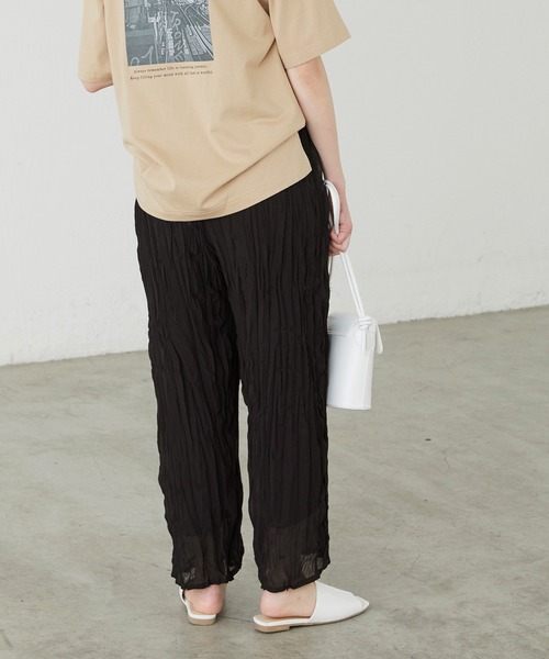 BONLECILL（ボンルシール）の「クリンクル シフォンジョーゼットフレアワイドパンツ（その他パンツ・レディース・ブラック/ベージュ/ブラウン/ベージュ系その他・FREE）」の10枚目の写真