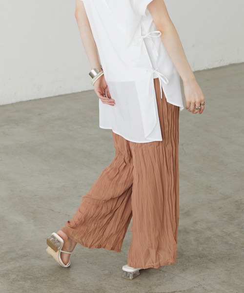 BONLECILL（ボンルシール）の「クリンクル シフォンジョーゼットフレアワイドパンツ（その他パンツ・レディース・ブラック/ベージュ/ブラウン/ベージュ系その他・FREE）」の12枚目の写真