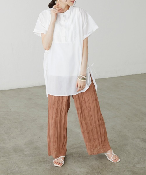 BONLECILL（ボンルシール）の「クリンクル シフォンジョーゼットフレアワイドパンツ（その他パンツ・レディース・ブラック/ベージュ/ブラウン/ベージュ系その他・FREE）」の13枚目の写真