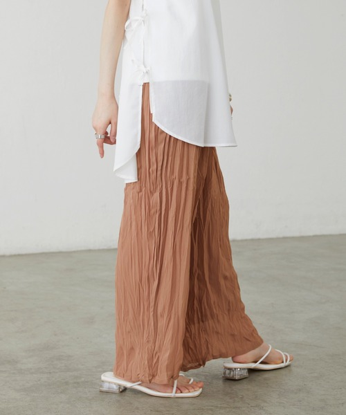 BONLECILL（ボンルシール）の「クリンクル シフォンジョーゼットフレアワイドパンツ（その他パンツ・レディース・ブラック/ベージュ/ブラウン/ベージュ系その他・FREE）」の15枚目の写真