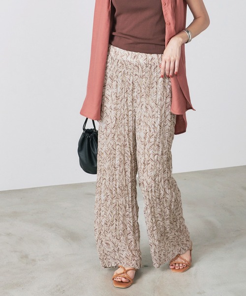 BONLECILL（ボンルシール）の「クリンクル シフォンジョーゼットフレアワイドパンツ（その他パンツ・レディース・ブラック/ベージュ/ブラウン/ベージュ系その他・FREE）」の6枚目の写真