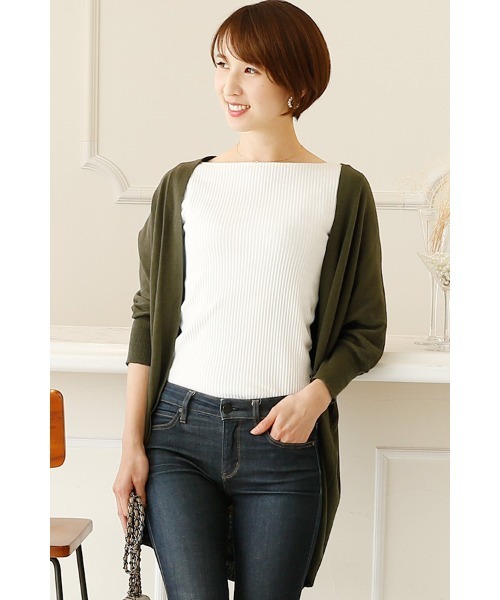 ElegChic（エレグシック）の「コットンドルマンカーディガン（カーディガン/ボレロ・レディース・カーキ/ブラック/グレイッシュベージュ・4L/XL/M）」の3枚目の写真