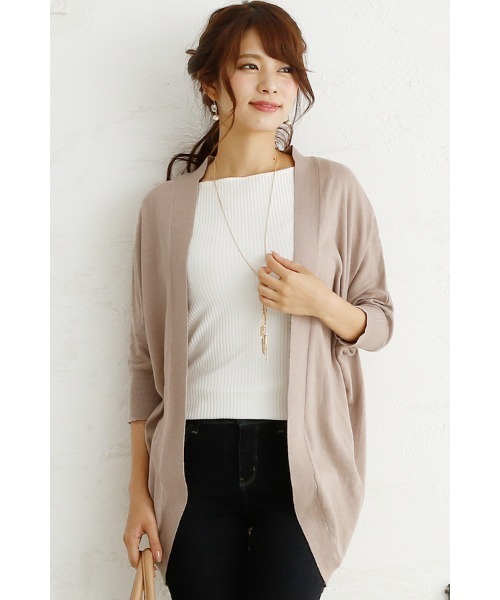 ElegChic（エレグシック）の「コットンドルマンカーディガン（カーディガン/ボレロ・レディース・カーキ/ブラック/グレイッシュベージュ・4L/XL/M）」の2枚目の写真