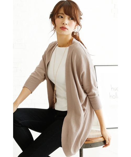 ElegChic（エレグシック）の「コットンドルマンカーディガン（カーディガン/ボレロ・レディース・カーキ/ブラック/グレイッシュベージュ・4L/XL/M）」の7枚目の写真