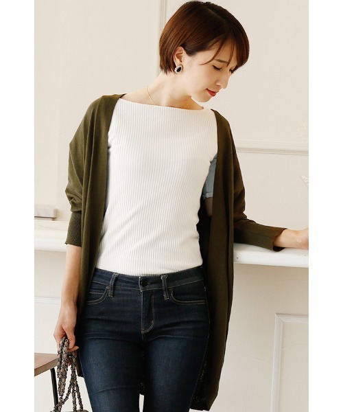 ElegChic（エレグシック）の「コットンドルマンカーディガン（カーディガン/ボレロ・レディース・カーキ/ブラック/グレイッシュベージュ・4L/XL/M）」の10枚目の写真
