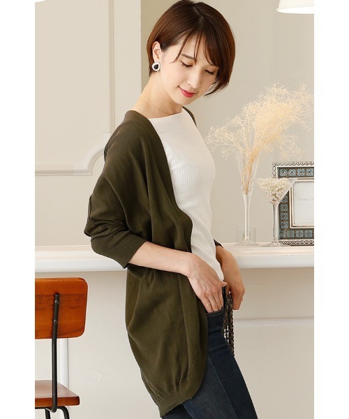 ElegChic（エレグシック）の「コットンドルマンカーディガン（カーディガン/ボレロ・レディース・カーキ/ブラック/グレイッシュベージュ・4L/XL/M）」の11枚目の写真