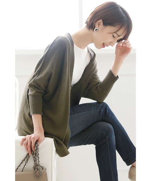 ElegChic（エレグシック）の「コットンドルマンカーディガン（カーディガン/ボレロ・レディース・カーキ/ブラック/グレイッシュベージュ・4L/XL/M）」の13枚目の写真