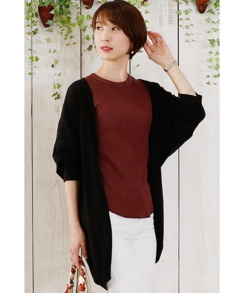 ElegChic（エレグシック）の「コットンドルマンカーディガン（カーディガン/ボレロ・レディース・カーキ/ブラック/グレイッシュベージュ・4L/XL/M）」の15枚目の写真