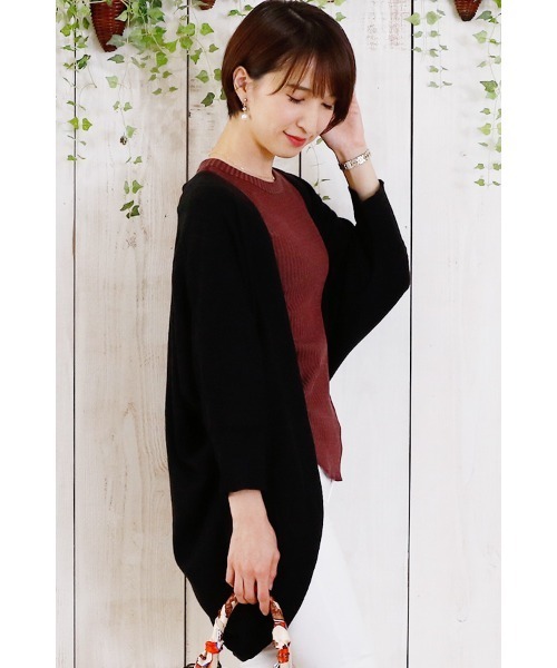 ElegChic（エレグシック）の「コットンドルマンカーディガン（カーディガン/ボレロ・レディース・カーキ/ブラック/グレイッシュベージュ・4L/XL/M）」の16枚目の写真