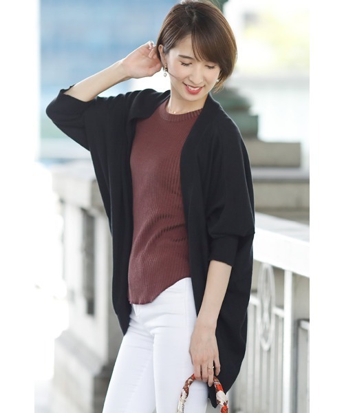 ElegChic（エレグシック）の「コットンドルマンカーディガン（カーディガン/ボレロ・レディース・カーキ/ブラック/グレイッシュベージュ・4L/XL/M）」の19枚目の写真