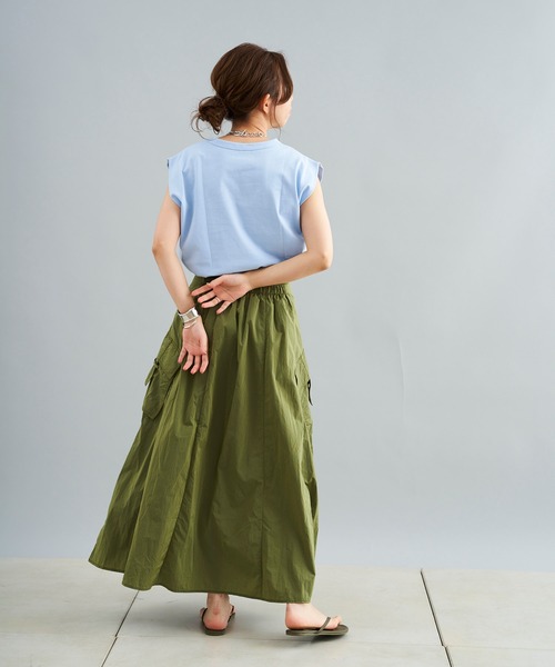 DouDou(ドゥドゥ)の「サテンカーゴスカート(スカート・レディース・カーキ/ブラック・FREE)」の22枚目の写真