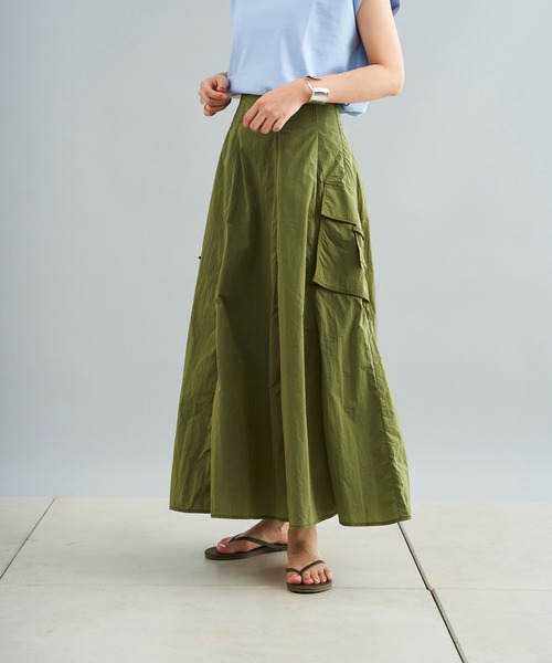DouDou(ドゥドゥ)の「サテンカーゴスカート(スカート・レディース・カーキ/ブラック・FREE)」の20枚目の写真