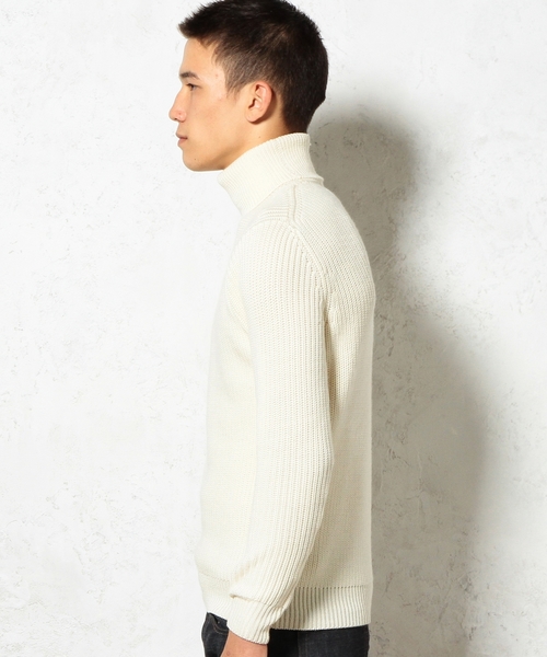 green label relaxing(グリーンレーベルリラクシング)の「MERCE/WOOL AZE タートルニット/N 5G ◆(ニット/セーター・メンズ・ホワイト/ネイビー・SMALL/LARGE/MEDIUM)」の4枚目の写真