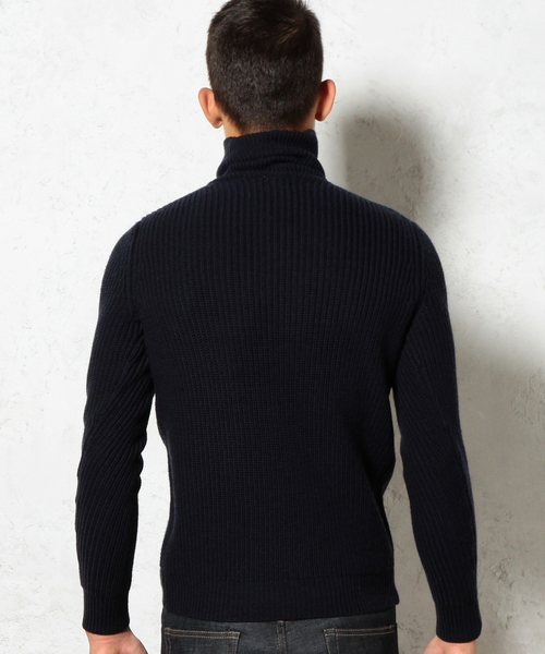 green label relaxing(グリーンレーベルリラクシング)の「MERCE/WOOL AZE タートルニット/N 5G ◆(ニット/セーター・メンズ・ホワイト/ネイビー・SMALL/LARGE/MEDIUM)」の11枚目の写真