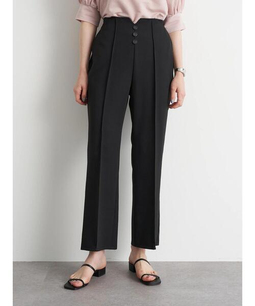 earth music&ecology（アースミュージックアンドエコロジー）の「フロントボタンセミフレアパンツ ＊（その他パンツ・レディース・ブラック/グリーン/ライトベージュ・S/M）」の5枚目の写真