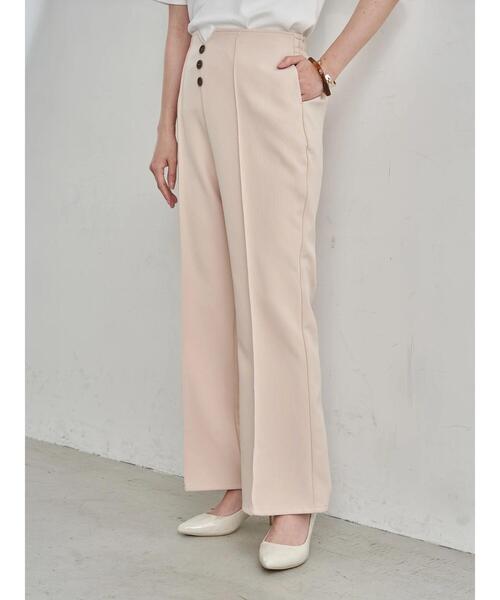 earth music&ecology（アースミュージックアンドエコロジー）の「フロントボタンセミフレアパンツ ＊（その他パンツ・レディース・ブラック/グリーン/ライトベージュ・S/M）」の4枚目の写真