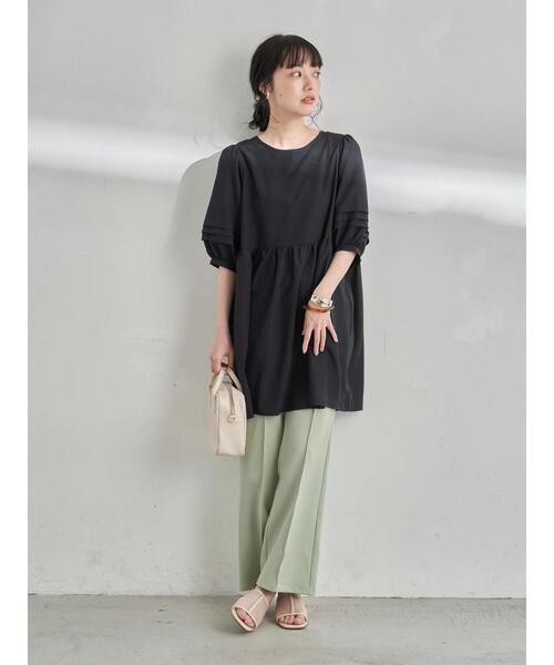 earth music&ecology（アースミュージックアンドエコロジー）の「フロントボタンセミフレアパンツ ＊（その他パンツ・レディース・ブラック/グリーン/ライトベージュ・S/M）」の16枚目の写真