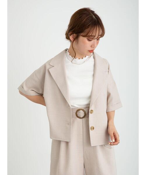 earth music&ecology（アースミュージックアンドエコロジー）の「開襟ショートシャツジャケット　＊（シャツ/ブラウス・レディース・グリーン/ラベンダー/ライトベージュ・FREE）」の11枚目の写真