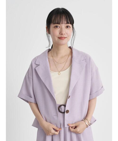 earth music&ecology（アースミュージックアンドエコロジー）の「開襟ショートシャツジャケット　＊（シャツ/ブラウス・レディース・グリーン/ラベンダー/ライトベージュ・FREE）」の13枚目の写真