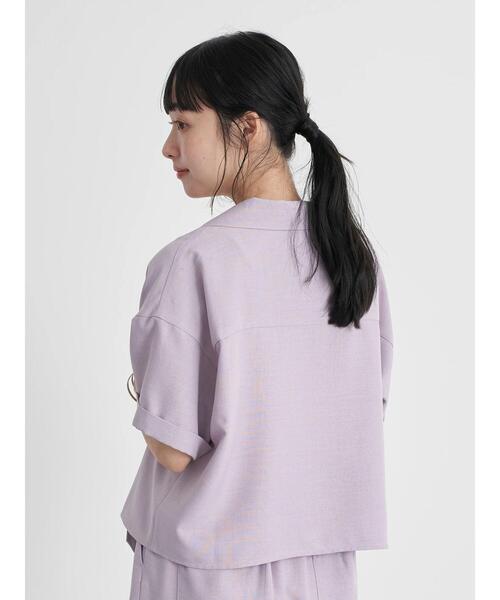 earth music&ecology（アースミュージックアンドエコロジー）の「開襟ショートシャツジャケット　＊（シャツ/ブラウス・レディース・グリーン/ラベンダー/ライトベージュ・FREE）」の17枚目の写真