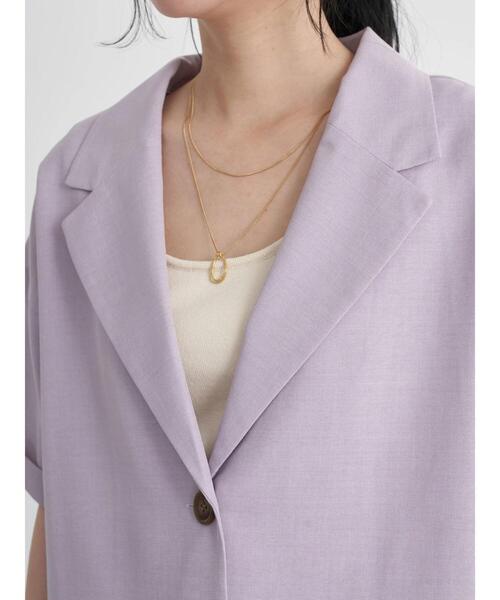 earth music&ecology（アースミュージックアンドエコロジー）の「開襟ショートシャツジャケット　＊（シャツ/ブラウス・レディース・グリーン/ラベンダー/ライトベージュ・FREE）」の18枚目の写真