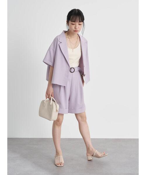 earth music&ecology（アースミュージックアンドエコロジー）の「開襟ショートシャツジャケット　＊（シャツ/ブラウス・レディース・グリーン/ラベンダー/ライトベージュ・FREE）」の21枚目の写真