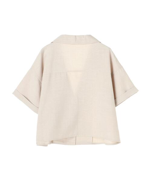 earth music&ecology（アースミュージックアンドエコロジー）の「開襟ショートシャツジャケット　＊（シャツ/ブラウス・レディース・グリーン/ラベンダー/ライトベージュ・FREE）」の4枚目の写真