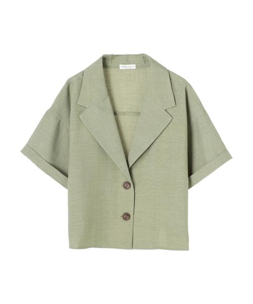 earth music&ecology（アースミュージックアンドエコロジー）の「開襟ショートシャツジャケット　＊（シャツ/ブラウス・レディース・グリーン/ラベンダー/ライトベージュ・FREE）」の9枚目の写真