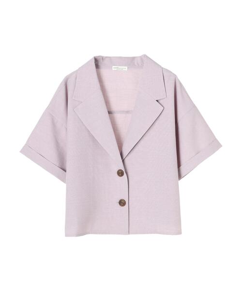 earth music&ecology（アースミュージックアンドエコロジー）の「開襟ショートシャツジャケット　＊（シャツ/ブラウス・レディース・グリーン/ラベンダー/ライトベージュ・FREE）」の10枚目の写真