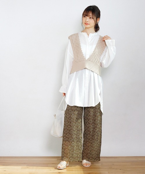 Crisp（クリスプ）の「フラワークレープシアーパンツ（その他パンツ・レディース・アイボリー/ダークブラウン・FREE）」の21枚目の写真