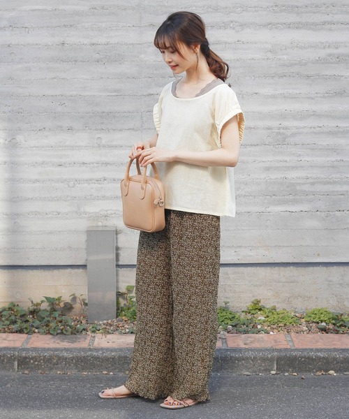 Crisp（クリスプ）の「フラワークレープシアーパンツ（その他パンツ・レディース・アイボリー/ダークブラウン・FREE）」の6枚目の写真