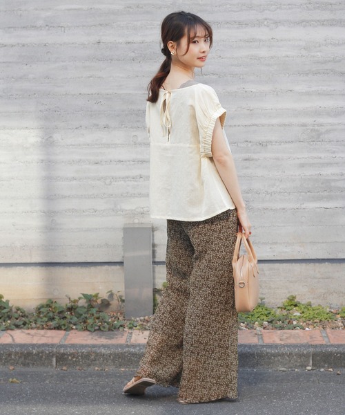 Crisp（クリスプ）の「フラワークレープシアーパンツ（その他パンツ・レディース・アイボリー/ダークブラウン・FREE）」の7枚目の写真