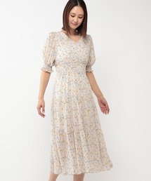 MEW'S REFINED CLOTHES | パフスリーブシャーリング花柄ワンピース(ワンピース)