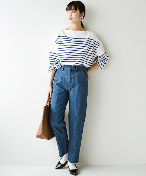 haco!（ハコ）の「【新色登場】これさえあればいつものコーデが2割増でおしゃれに見える　バックスリットが今っぽいデニムパンツby who made me（デニムパンツ・レディース・グレー/インディゴブルー・1/3/5/7）」の2枚目の写真