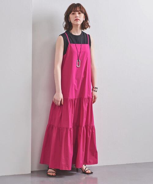 UNITED ARROWS（ユナイテッドアローズ）の「UWCC C ティアード キャミソール ワンピース◆（ワンピース・レディース・ピンク/ブラック・36/38）」の8枚目の写真
