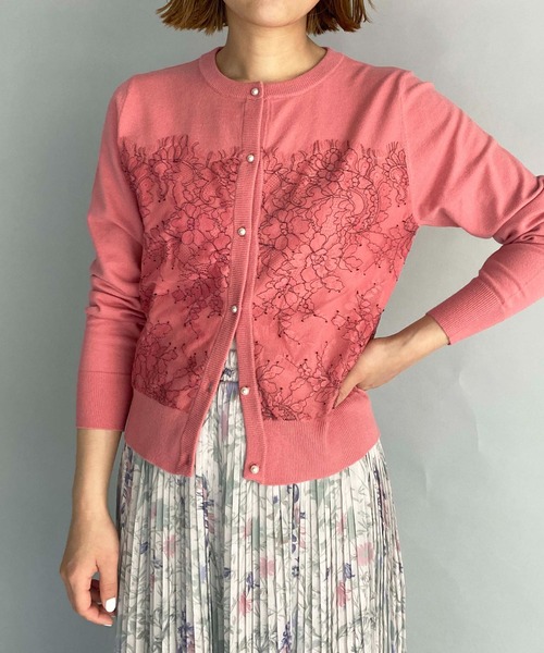 PICCIN(ピッチン)の「パールボタンスカラレースカーディガン(カーディガン/ボレロ・レディース・ホワイト/ブラック/サーモンピンク・M)」の5枚目の写真