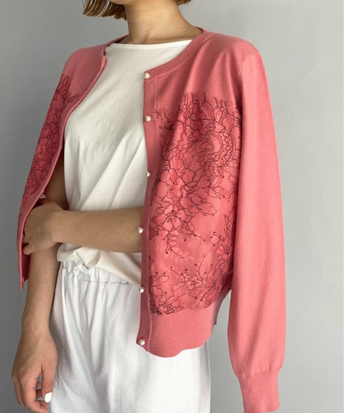 PICCIN(ピッチン)の「パールボタンスカラレースカーディガン(カーディガン/ボレロ・レディース・ホワイト/ブラック/サーモンピンク・M)」の9枚目の写真