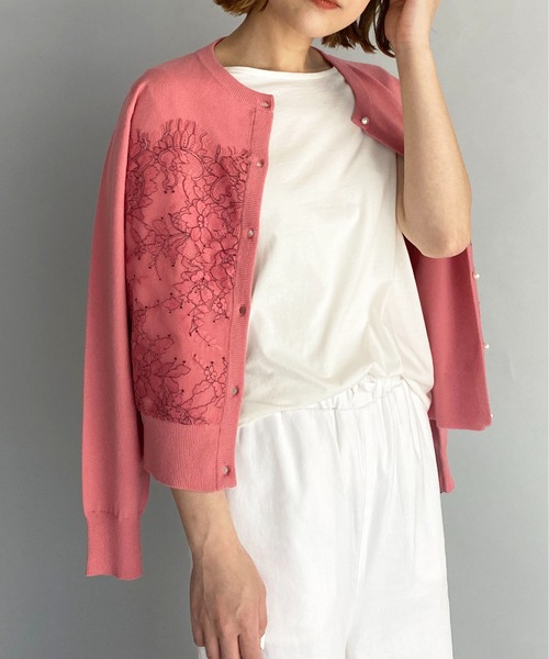 PICCIN(ピッチン)の「パールボタンスカラレースカーディガン(カーディガン/ボレロ・レディース・ホワイト/ブラック/サーモンピンク・M)」の10枚目の写真