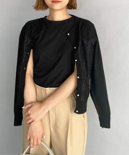 PICCIN(ピッチン)の「パールボタンスカラレースカーディガン(カーディガン/ボレロ・レディース・ホワイト/ブラック/サーモンピンク・M)」の20枚目の写真