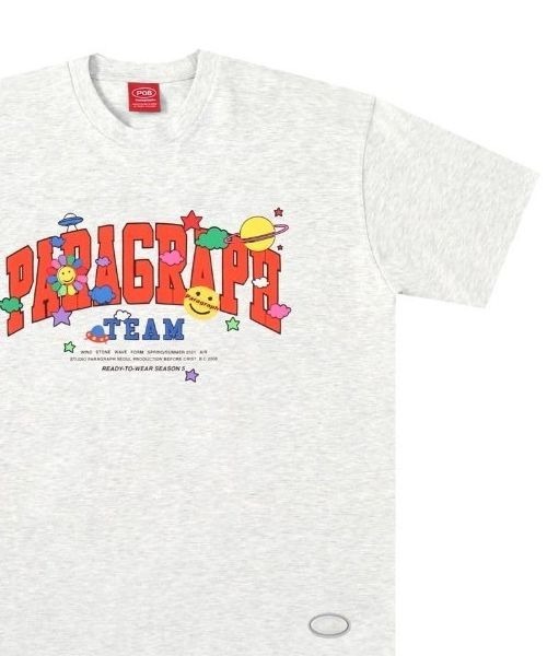 Paragraph（パラグラフ）の「Paragraph/パラグラフ/ハッピーロゴプリント半袖Tシャツ/HappyLogo Tee/PARAGRAPH_NO.42（Tシャツ/カットソー・メンズ・ホワイト/チャコールグレー/キナリ・FREE）」の3枚目の写真
