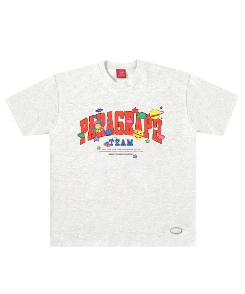 Paragraph（パラグラフ）の「Paragraph/パラグラフ/ハッピーロゴプリント半袖Tシャツ/HappyLogo Tee/PARAGRAPH_NO.42（Tシャツ/カットソー・メンズ・ホワイト/チャコールグレー/キナリ・FREE）」の4枚目の写真