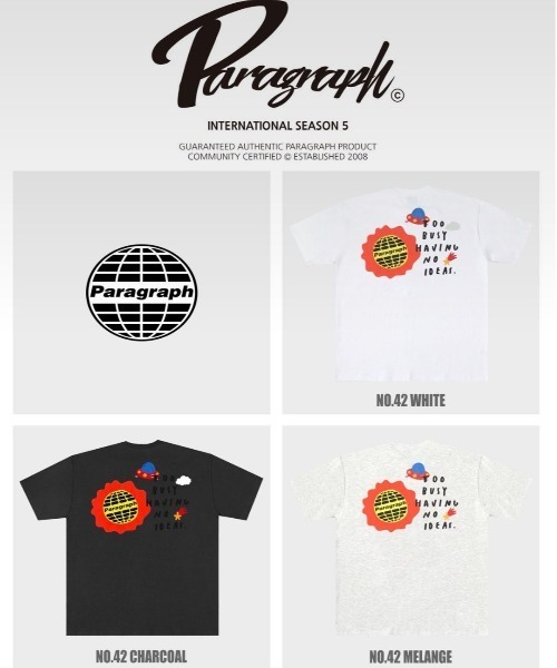 Paragraph（パラグラフ）の「Paragraph/パラグラフ/ハッピーロゴプリント半袖Tシャツ/HappyLogo Tee/PARAGRAPH_NO.42（Tシャツ/カットソー・メンズ・ホワイト/チャコールグレー/キナリ・FREE）」の14枚目の写真
