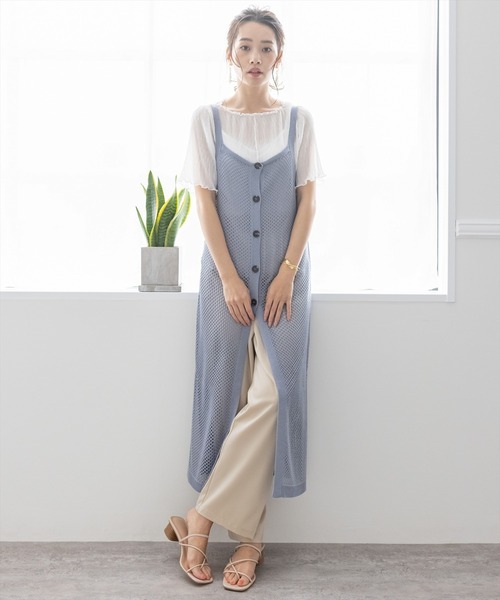 clear(クリア)の「メッシュニットロングジレ(ワンピース・レディース・ブラック/アイボリー/ブルーグレー・F)」の17枚目の写真