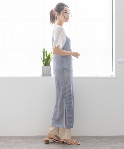 clear(クリア)の「メッシュニットロングジレ(ワンピース・レディース・ブラック/アイボリー/ブルーグレー・F)」の19枚目の写真