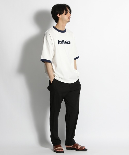 niko and...（ニコアンド）の「リンガーロゴプリントＴシャツ（Tシャツ/カットソー・メンズ・グリーン/オフホワイト/ネイビー・MEDIUM/LARGE）」の6枚目の写真