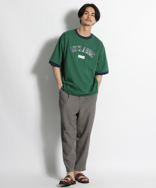 niko and...（ニコアンド）の「リンガーロゴプリントＴシャツ（Tシャツ/カットソー・メンズ・グリーン/オフホワイト/ネイビー・MEDIUM/LARGE）」の7枚目の写真