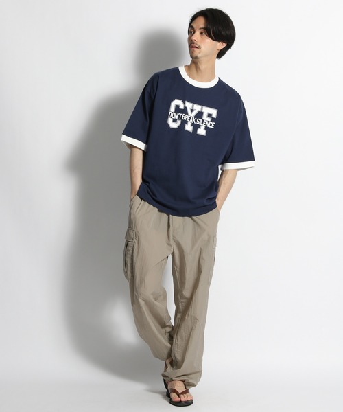 niko and...（ニコアンド）の「リンガーロゴプリントＴシャツ（Tシャツ/カットソー・メンズ・グリーン/オフホワイト/ネイビー・MEDIUM/LARGE）」の8枚目の写真