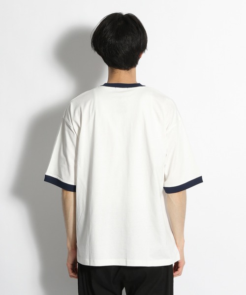 niko and...（ニコアンド）の「リンガーロゴプリントＴシャツ（Tシャツ/カットソー・メンズ・グリーン/オフホワイト/ネイビー・MEDIUM/LARGE）」の11枚目の写真